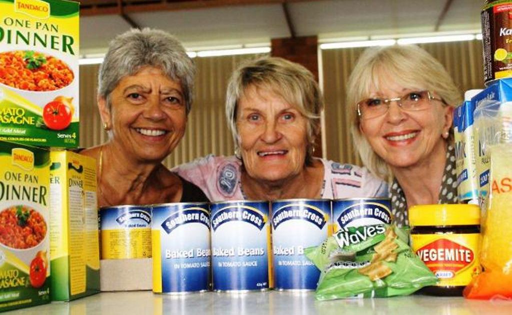 Mullumbimby Uniting Church food bank volunteers Mary Polidano, Anne Purdie and Sue Walker. Mullumbimby Uniting Church food bank volunteers Mary Polidano, Anne Purdie and Sue Walker.